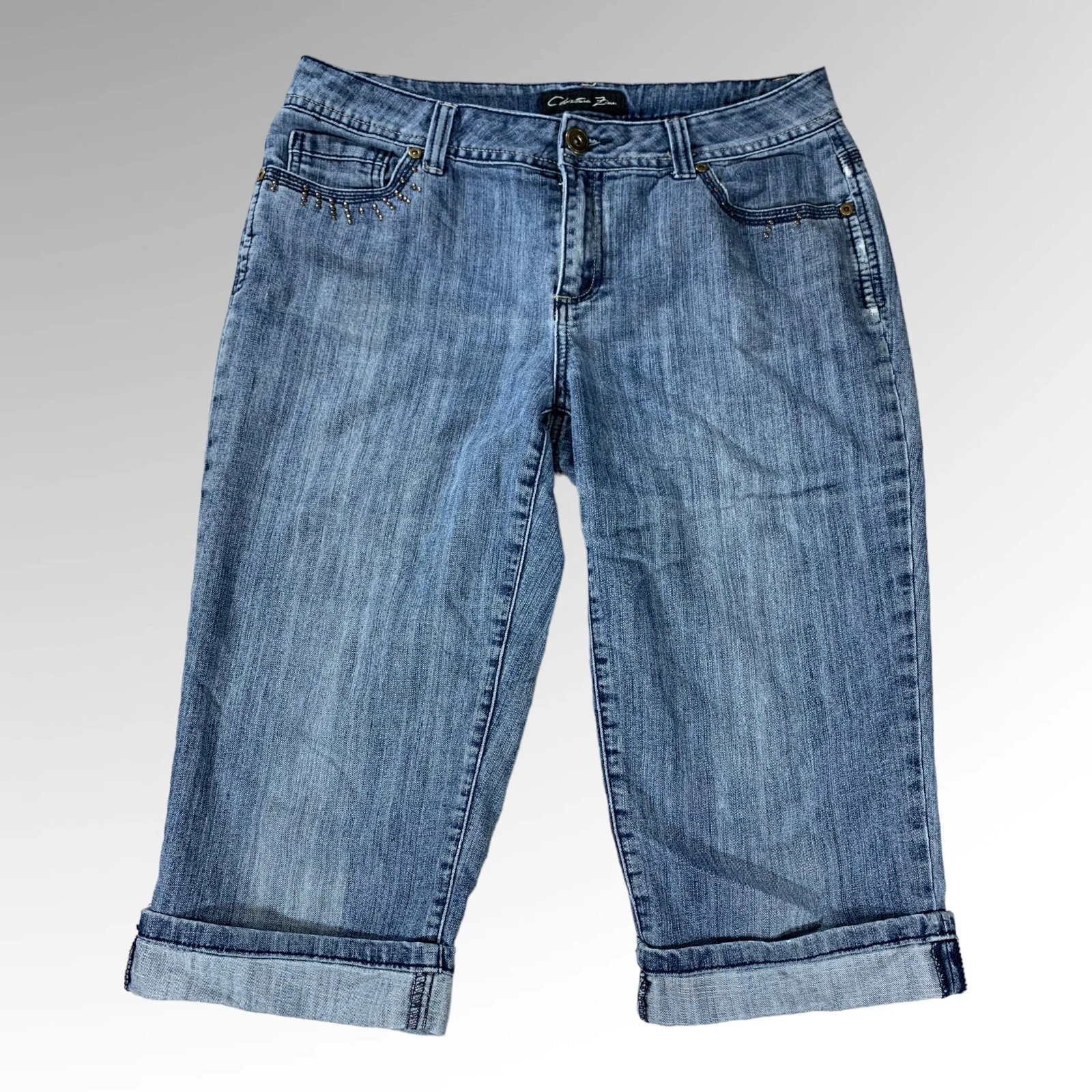 Christiana Zinn Skimmer Capris Crop Cuffed Pant Sz 10 Medium Wash Denim
Opens in a new window or tab