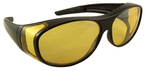 Night Driving Fit Over Glasses Yellow Lens Wear Over Cover Anti Glare Sunglasses - Picture 2 of 9