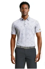 Jack Nicklaus Golf Polo Shirt Men's XXL Light Blue palm tree print