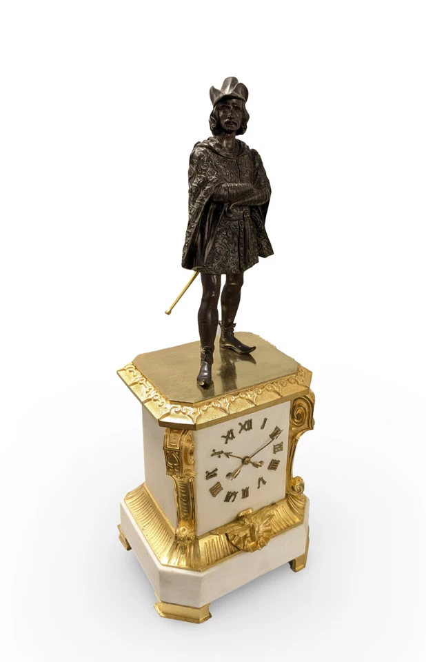 Pendule Kaminuhr feuervergoldete Bronze, Renaissance Edelman von Pons um 1835 - Bild 2 von 4