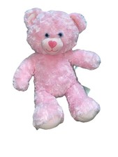 Build-A-Bear Pink Teddy Bear Plush Stuffed Animal Toy Heart Nose Valentines Day