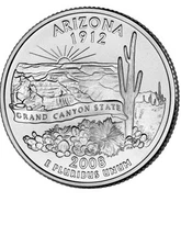 2008 D Arizona State Quarter.  Uncirculated From US Mint roll.