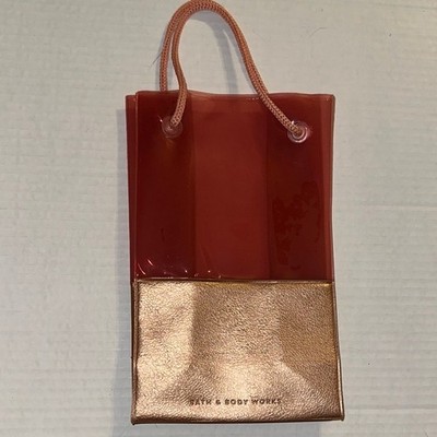 Bath & Body Works Glossy Blush Pink Red and Rose Gold Cosmetic Bag Clear Gift