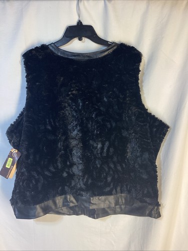 Multiples Faux Fur Vest Size 2X Black - Picture 3 of 7