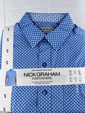 Nick Graham Shirt Mens Small Blue Pattern Stretch Modern Fit New