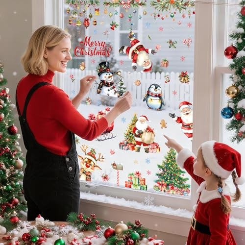 9 Sheets Christmas Window Stickers - Festive Holiday Lights, Christmas Lights
