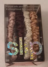 Slip Crystal Collection Skinnies Scrunchies – 4 Pack Silk Hair-Friendly Elastics