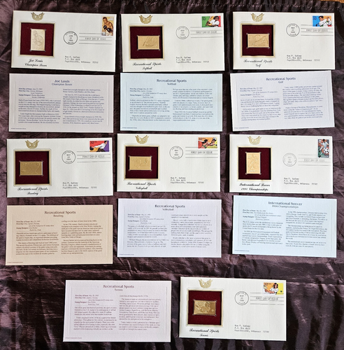 22kt Golden Replica 1st Day Issue U.S. Various Sports 93/94/95 w/Info Postcard - Picture 4 of 23