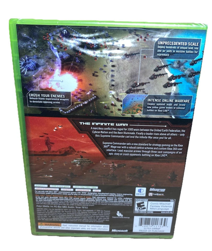 Supreme Commander (Microsoft Xbox 360, 2008) BRAND NEW SEALED RARE - Image 2 of 4