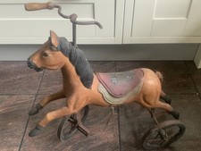 Vintage Wooden Tricycle Horse Size For Dolls Hand Carved Folk Ware  23in x 19in 