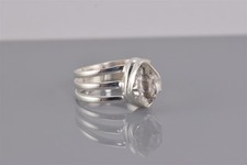 Sterling Silver Rough Cut White Topaz Triple Band Ring 925 Sz: 7