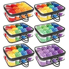 6Pcs Clear Yarn Storage Bags Knitting  Craft Organizer Multi-Purpose 12x16x4 in