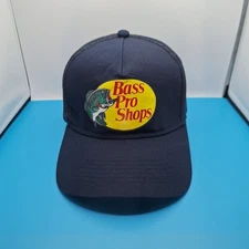 Bass Pro Shops Gone Fishing Snapback Mesh Back Trucker Hat Cap Adjustable Navy 