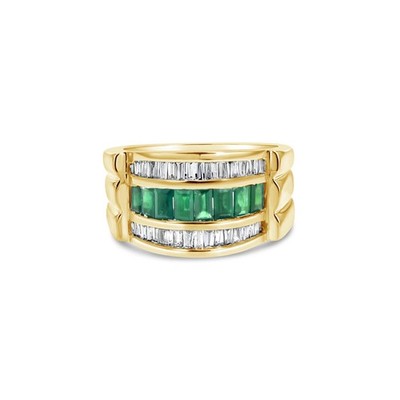Smaragd Diamant Baguette Cocktail Ring