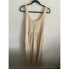 A New Day Cream Gathered Waist Midi Dress Sleeveless Scoop Neck Size Medium