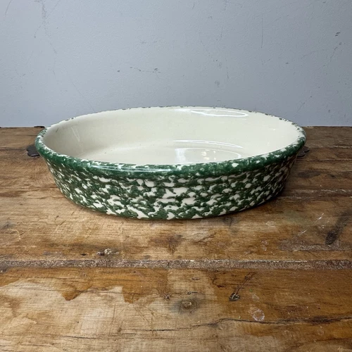Roseville Green Sponge Ware Bowl Dish