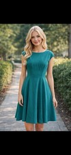 Cap Sleeved Midi Dress A-Line-Flare Fit M