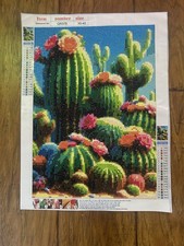 Completed Blooming Cactus Diamond Art Painting 12  x 15.75  