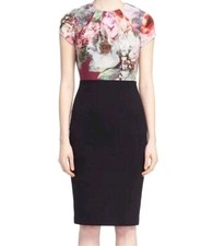 Ted Baker Ceyara Pencil Floral Midi Dress 2 Cocktail Office Siren Boardroom Chic