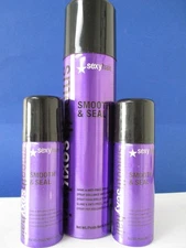 Sexy Hair Smooth & Seal Shine & Anti-Frizz Spray 6 oz & 1.3 oz (3 pack) dents