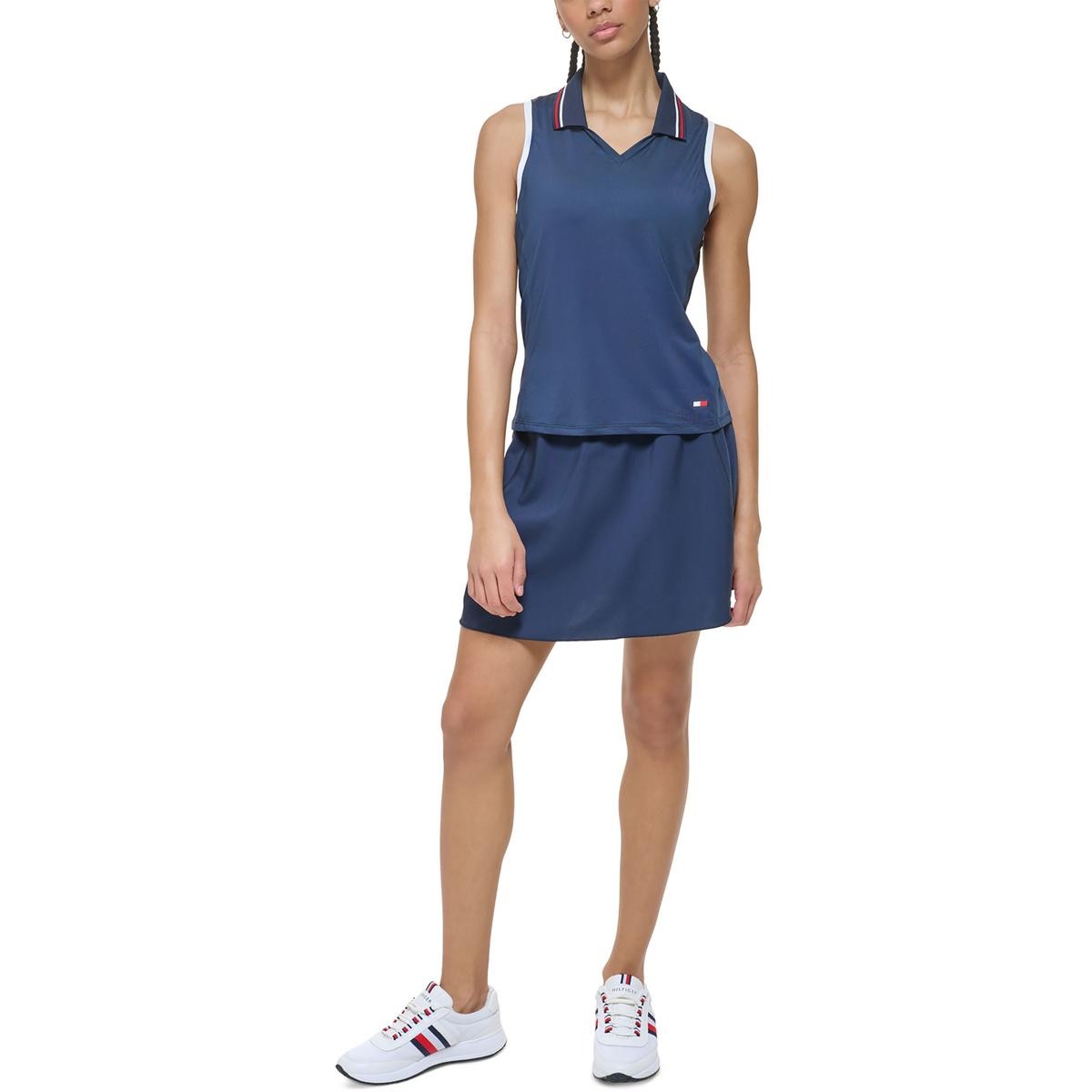 Tommy Hilfiger Спортивное женское поло с контрастной отделкой темно-синего цвета Athletic S BHFO 2532