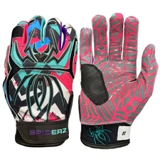 Spiderz Hybrid Custom Baseball/Softball Batting Gloves - Vivid - Medium