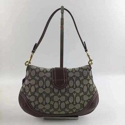Coach CJ814 Soho Signature Jacquard Top Handle Shoulder Brown