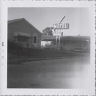 1957 Holiday Motel Neon Sign Cars Roadside Americana VINTAGE PHOTO iconic hotel