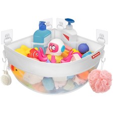 4.32 Gallons Corner Mounted Bath Toy Storage Holder, Mesh Shower Caddy for Ba...