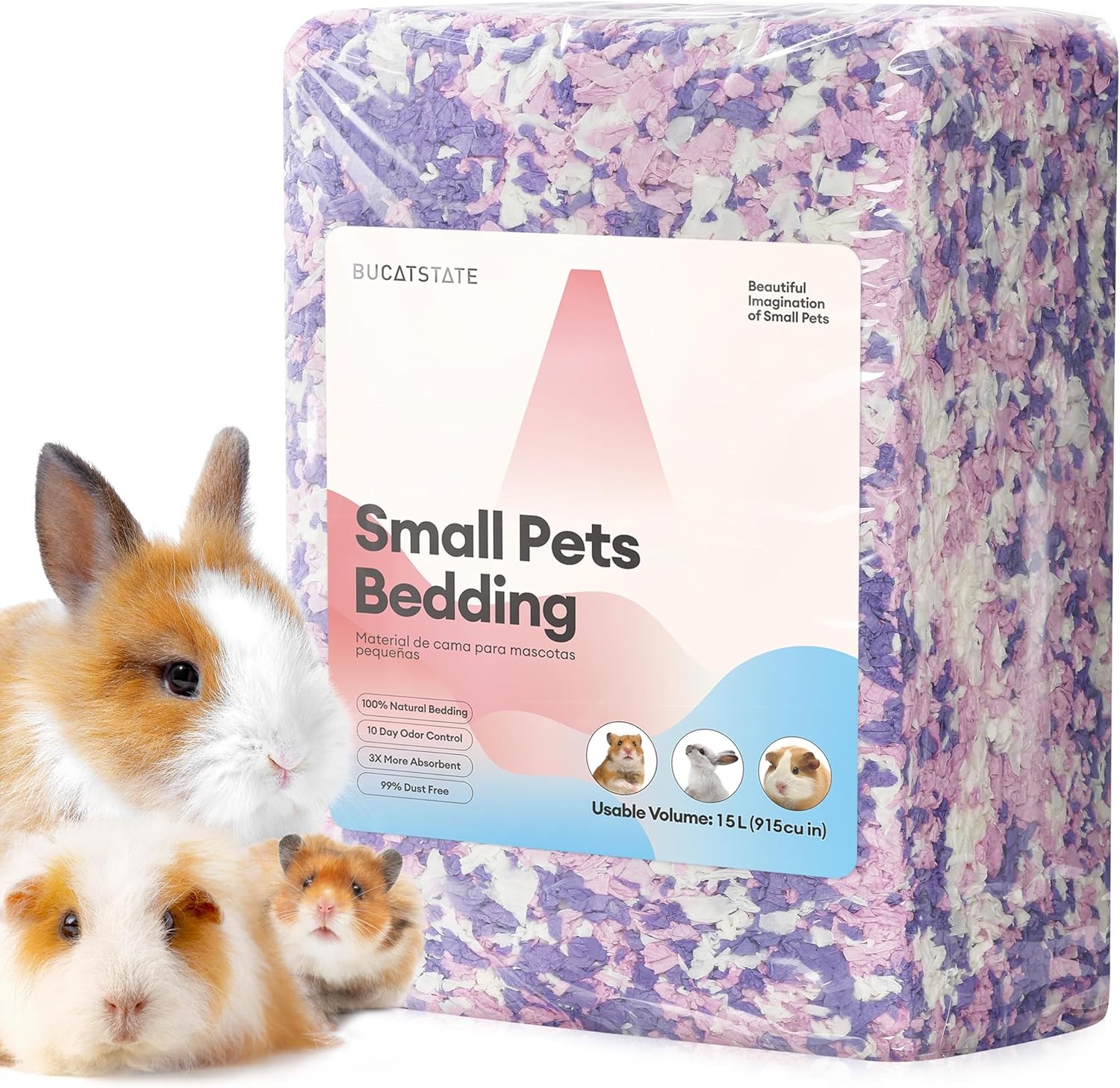 BUCATSTATE Hamster Bedding 15L, 99% Dust-Free Guinea Pig Paper Bedding Odor Con