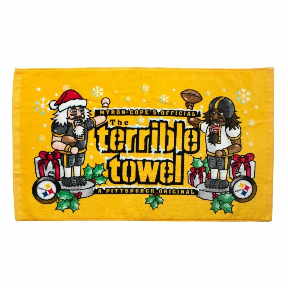 LITTLE EARTH Pittsburgh Steelers Christmas Terrible Towel Xmas Nutcracker Style