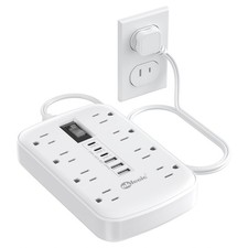 Short Extension Cord 3ft - 2 Prong Power Strip Surge Protector with 8 Outlets...
