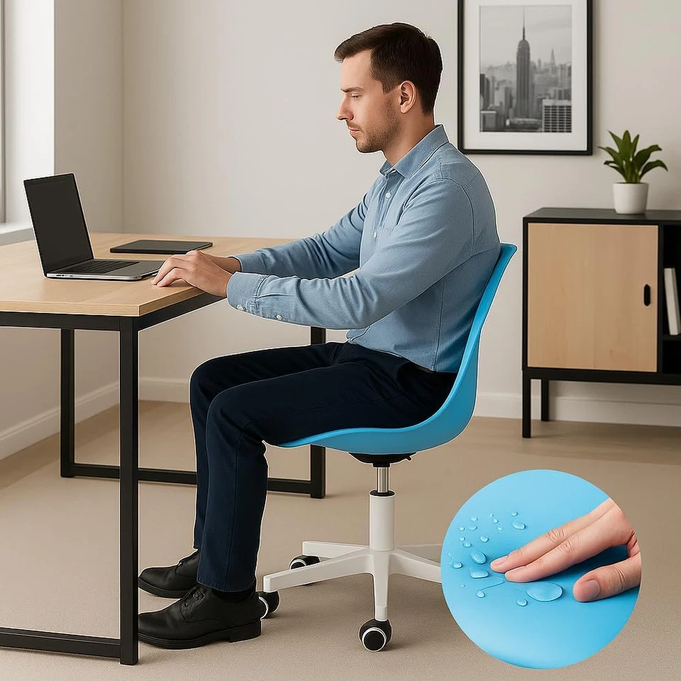 Sedia Da Ufficio Scrivania Ergonomica Design Moderno Con Altezza Regolabile E Cu - Immagine 4 di 4