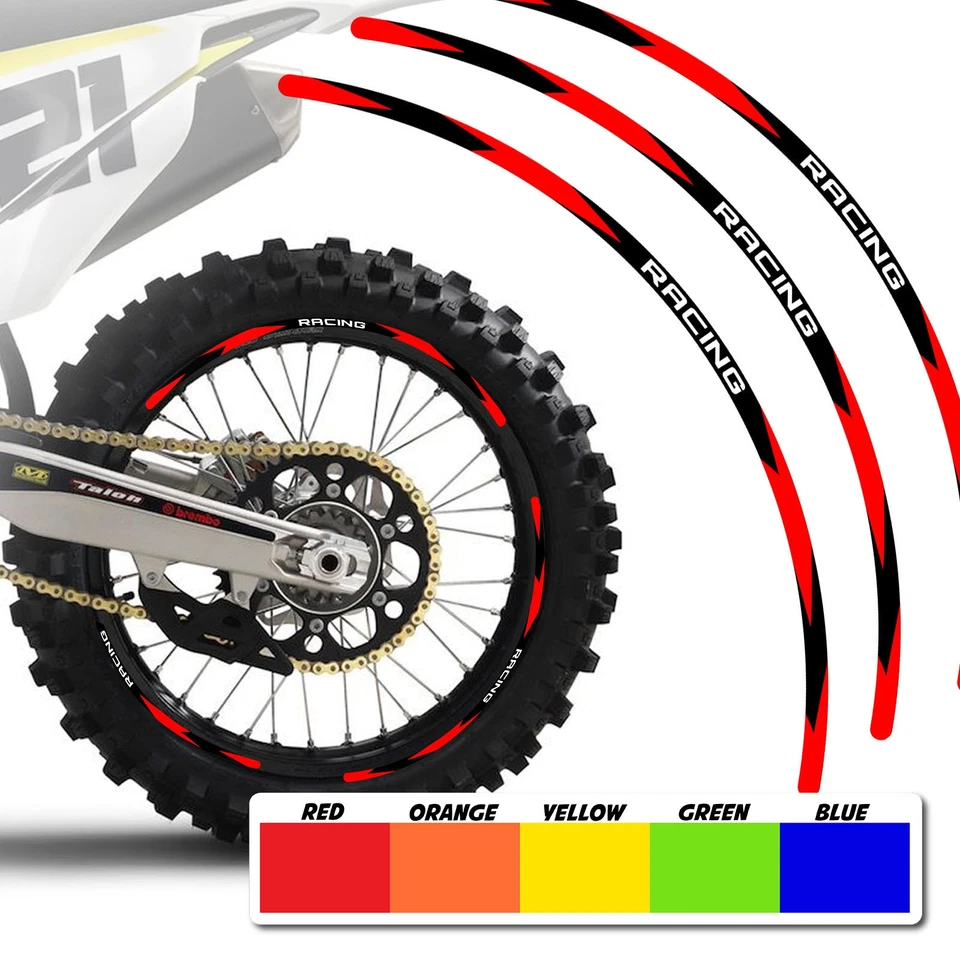 Rojo 21 pulgadas. Calcomanía adhesiva de llanta de 18" para moto de cross R01 para Kawasaki KLX300R 05 06 07 Foto 3 de 4