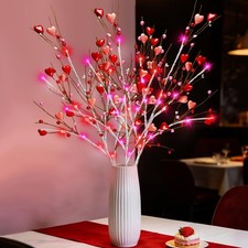 3 Pack Valentines Day Decor 30in Lighted Valentine  s Day Picks with 60LED Pin...