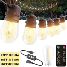 27/48/96FT Outdoor String Lights LED Lights IP65 Connectable Patio Yard Garden