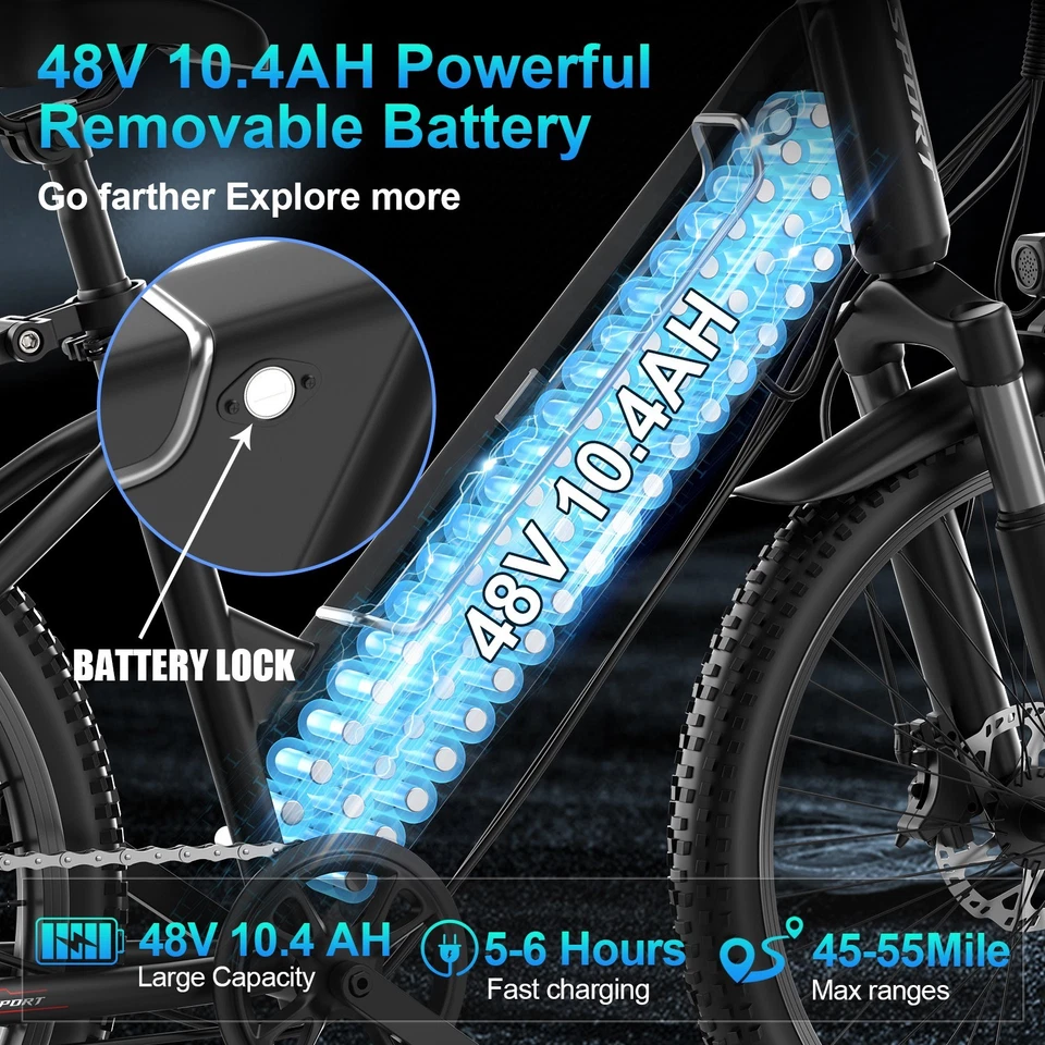 Adults Electric Mountain Bike Peak 1500W 48V 26" Electric Bikes for Teens e bike - Image 3 of 4