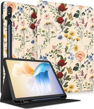 Case for Samsung Galaxy Tab S10 Fe/S9 Fe - Cute Floral Folio Cover with Pencil H
