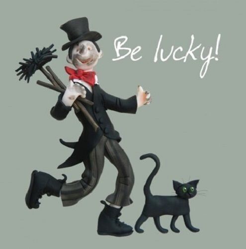 Be lucky  Holy Mackerel card black cat