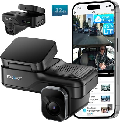 Dash Cam Front Inside, 4G LTE Security Cam for Car, Remote Live-View, Instant Al