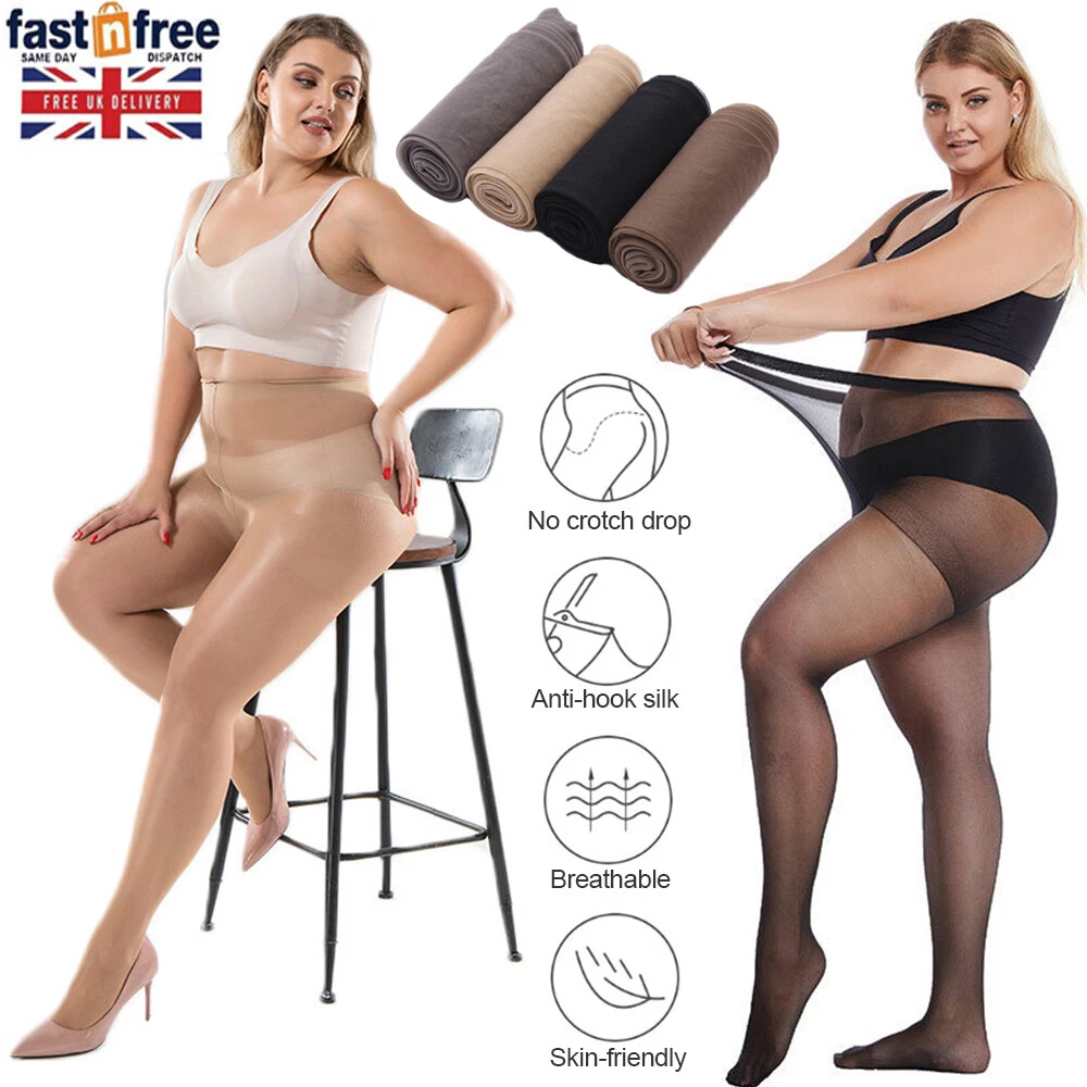 Plus Size Super Elastic Stockings Tights Women Glossy Sheer Pantyhose  Crotch UK