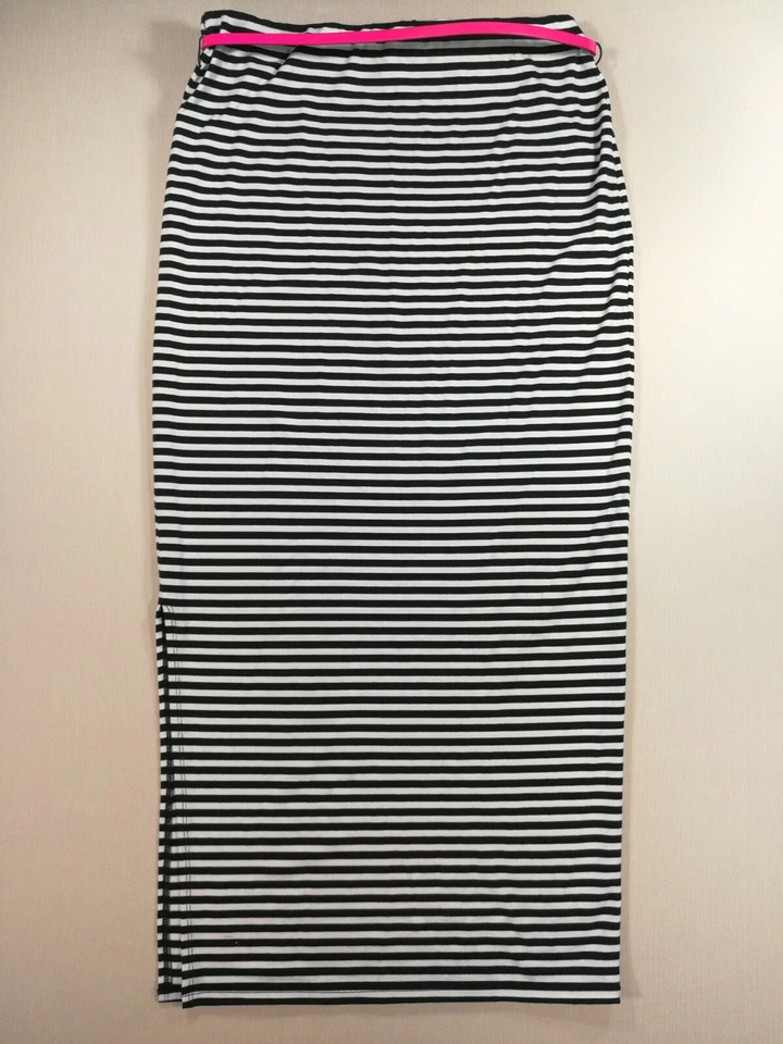 Maxi falda lápiz tejido dividido lateral cinturón a rayas para mujer - MOSSIMO negra/blanca L Foto 3 de 4