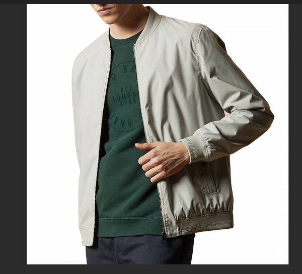 TED BAKER Men's Stone Pivot Zip Up Bomber Jacket £179