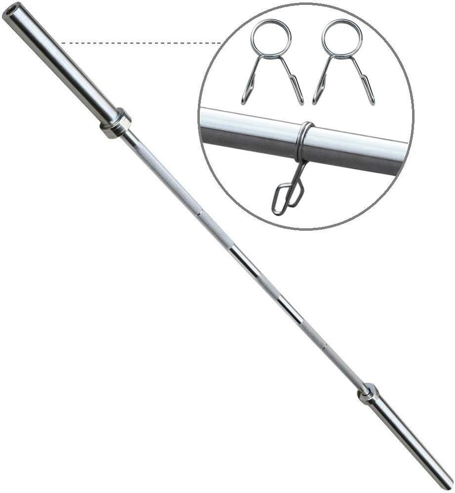 7foot Olympic barbell with two collars solid iron weighted exercise