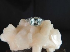 3.01 ct. Oval Aquamarine Ring Art Deco Style Sterling Silver