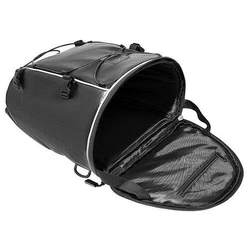 Travel Motorcycle Tail Bag Storage Black Polyurethane Leather Storage Backpack - Picture 13 of 15