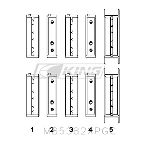 King Racing Main Bearings Set 5 Pairs Coated Polymer For Subaru EJ20/ EJ22/ EJ25 - Bild 2 von 12
