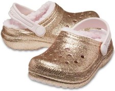 Crocs Kids Classic Lined Glitter Clog BRAND NEW Gold/Pink szs Child Jr 207463