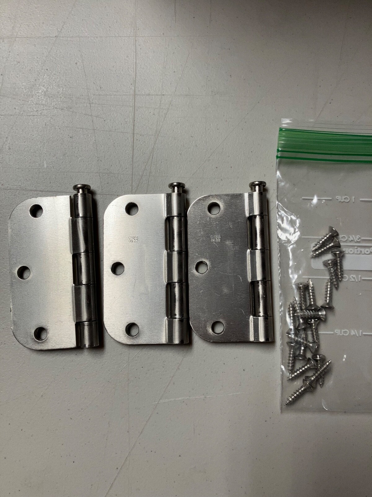 3.5" Brushed Satin Nickel Interior Door Hinges 5/8" Corner Radius