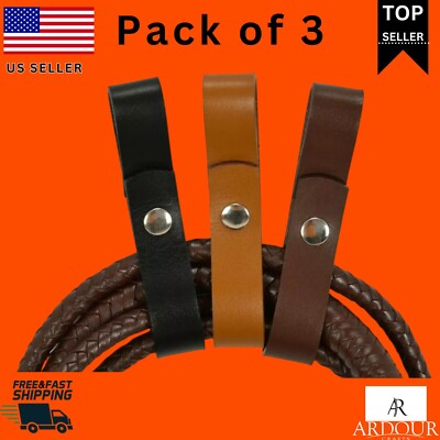 3 Pack Leather Whip Holster Belt Loop Bull Whip Holder Accessories for Better St